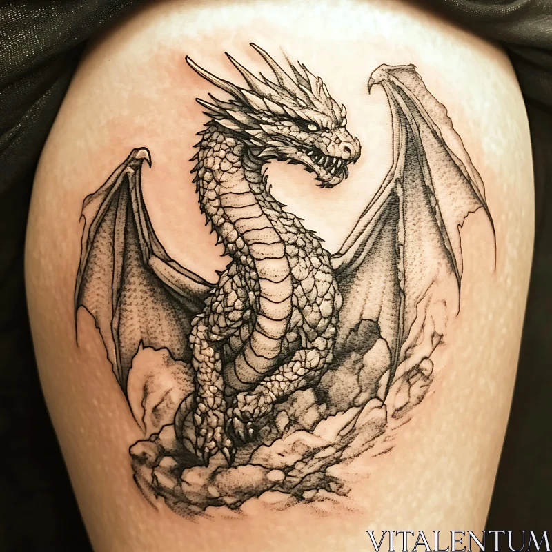Monochrome Dragon Tattoo on Skin