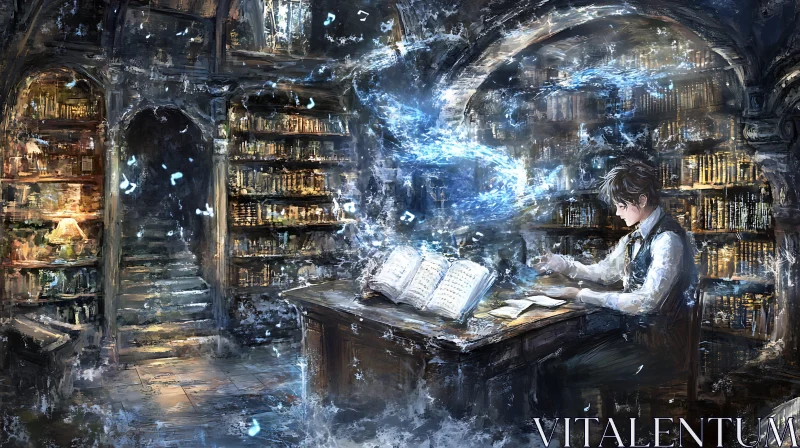 Enchanting Library Composition AI Image