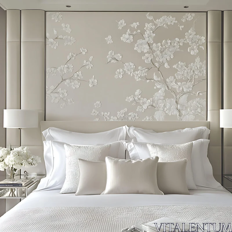 Sophisticated White Floral Accented Modern Bedroom