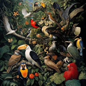 Ornithological Assemblage in Verdant Habitat