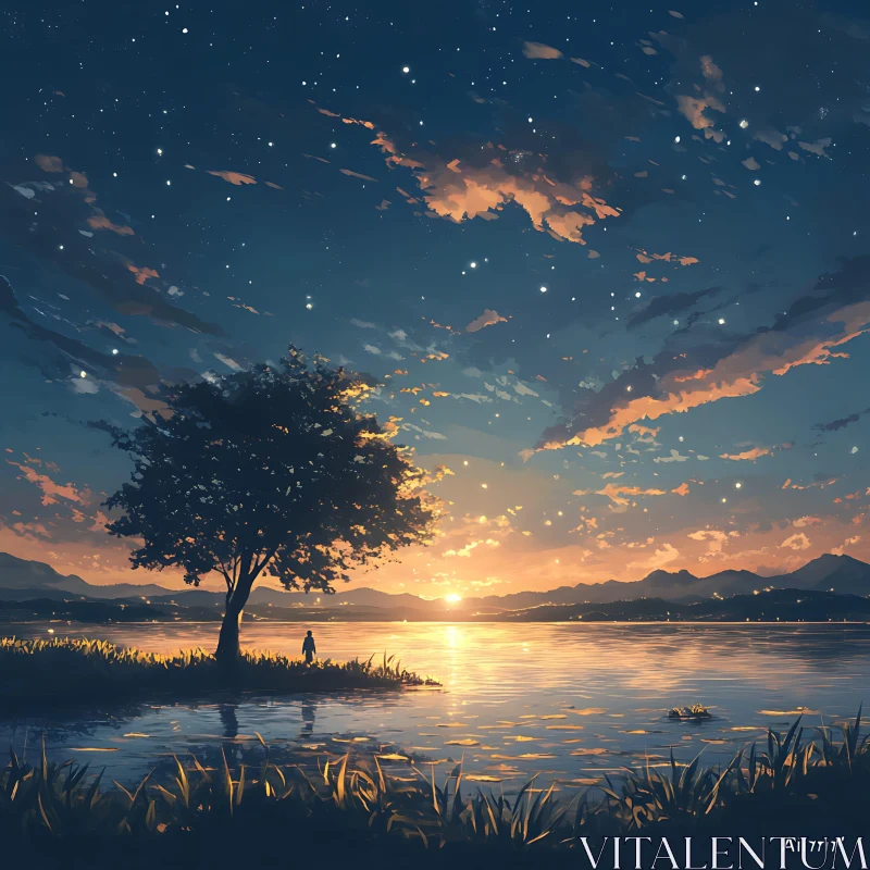 Evening Solitude by the Lake