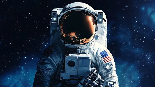 Lone Astronaut Floating in the Cosmos