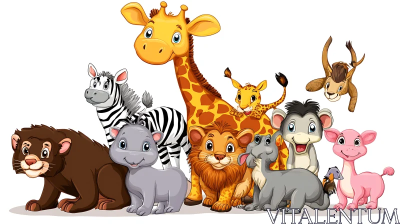 Playful Cartoon Animals in the Jungle