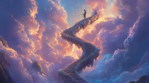 Ethereal Ascent: A Cloud Stairway Dream
