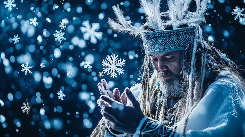 Snowflake Gaze: A Winter Portrait