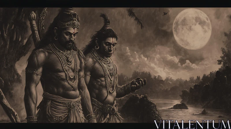 Monochrome Heroes Under the Moon