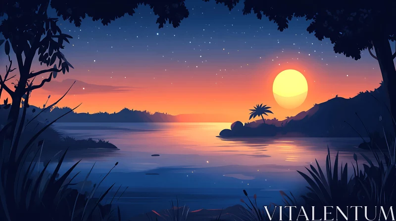Serene Sunset Over Still Waters