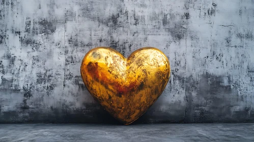 Grunge Wall with Golden Heart