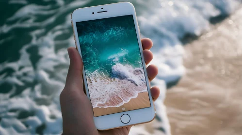 Mobile Ocean Escape: Beachfront Phone Display