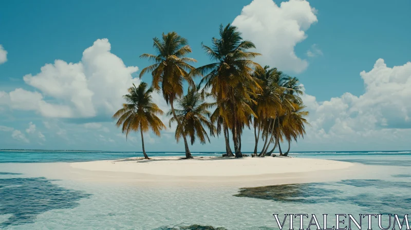 Exotic Beach Island with White Sand and Palm Trees