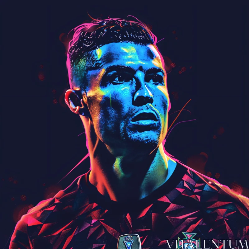 Intense Neon Portrait of Cristiano Ronaldo