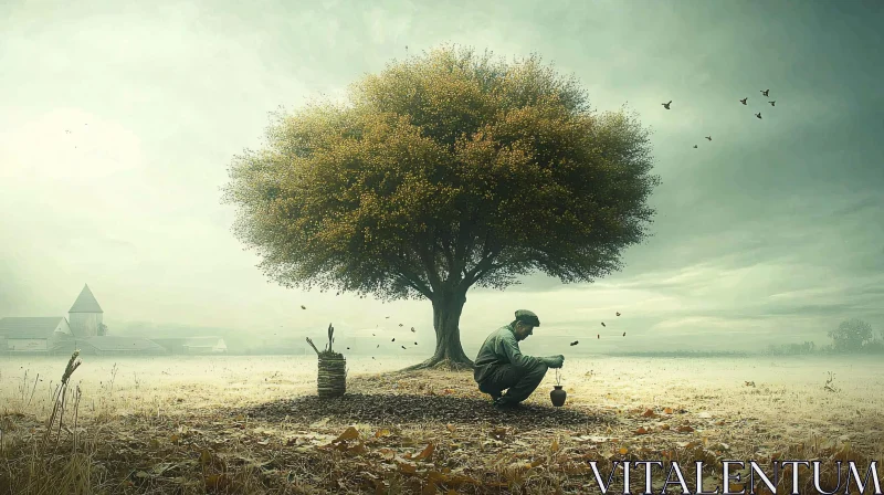 Solitude Under the Autumn Tree