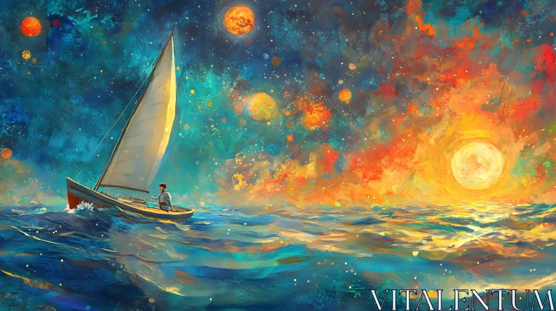 Planetary Voyage on the Open Sea AI Image