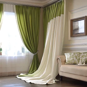 Sophisticated Room with Green Curtains