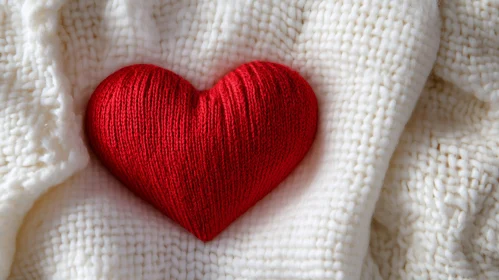 Red Heart on Creamy Wool Blanket