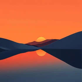 Peaceful Sunset Reflection on Lake