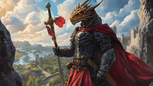 Armored Dragon Warrior with Sword