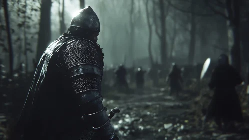 Armored Warrior in Misty Woods