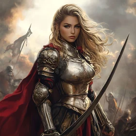 Armored Woman Warrior Ready for Battle