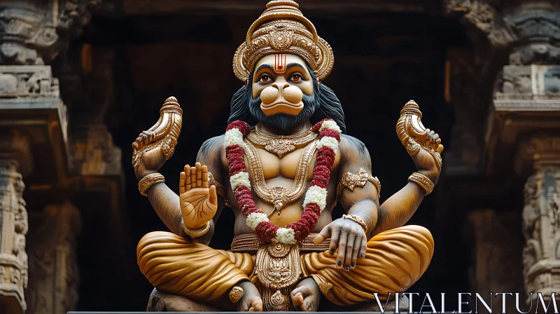 Ornate Hanuman Deity Sculpture