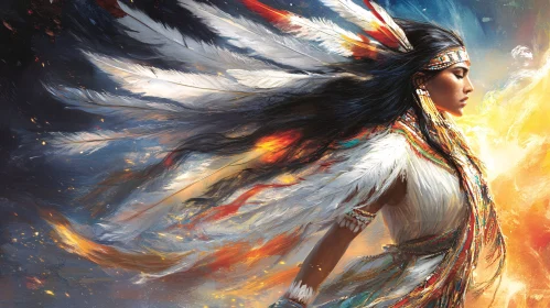 Feathered Serenity: A Native American Portrait