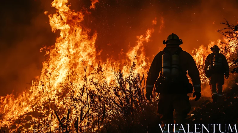 Firefighters Confronting a Raging Wildfire