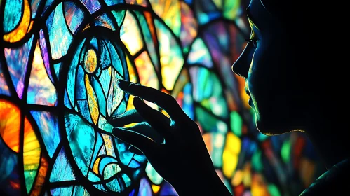 Colorful Stained Glass and Silhouette
