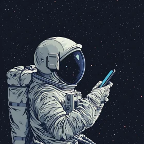 Modern Astronaut in Outer Space Illustration