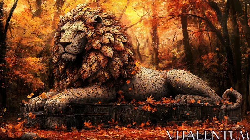 Autumnal Lion Statue