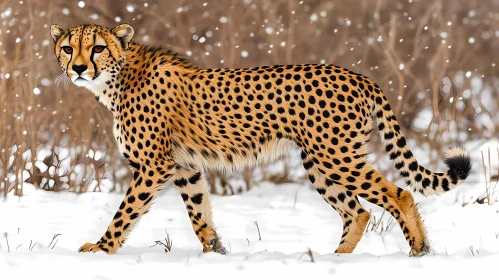 Cheetah in Winter Wonderland