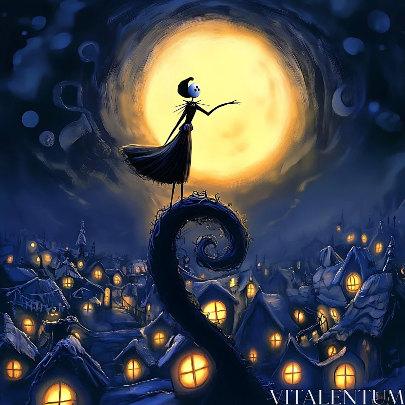 Whimsical Character in Night Town
