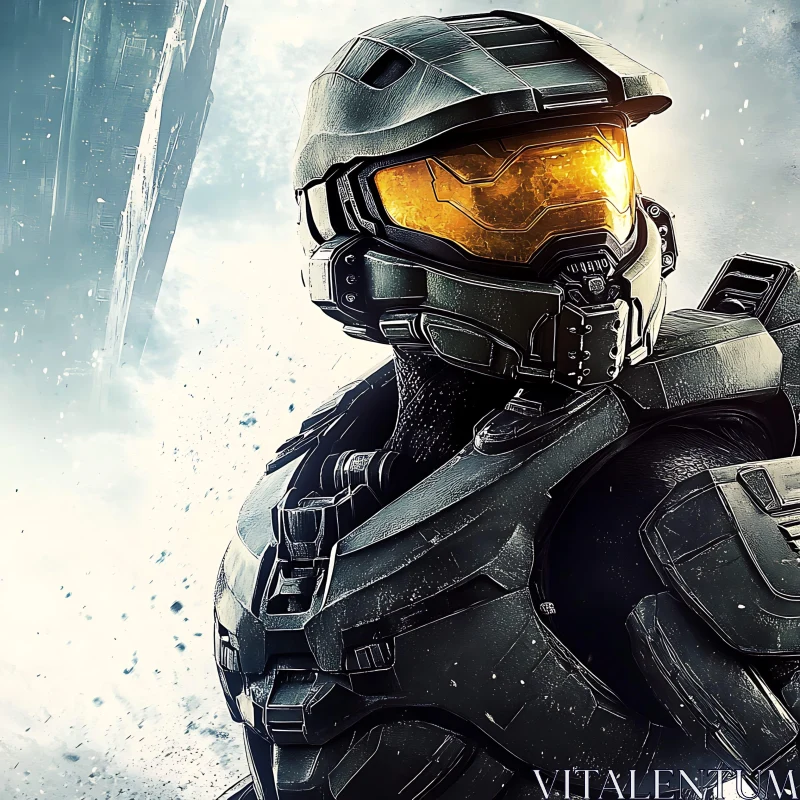 Armored Warrior in a Futuristic Setting