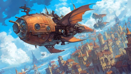 Airship Above the City