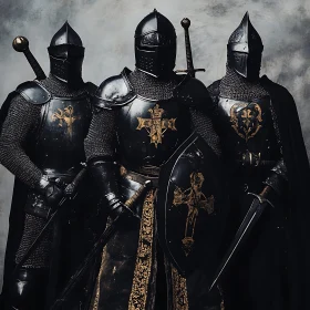 Medieval Warriors in Dark Armor