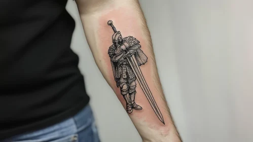Arm Tattoo of Armored Warrior