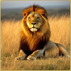 Lion in Golden Field