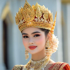 Portrait of a woman with golden jewelry