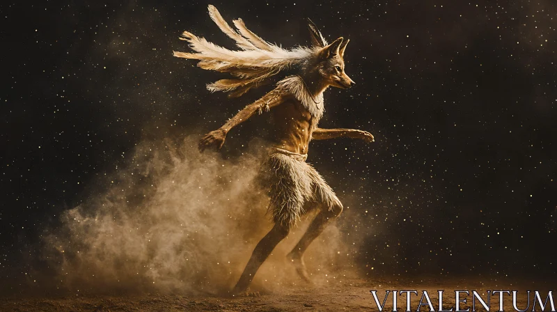Anthropomorphic Fox Spirit in Motion