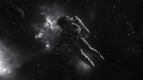 Floating Astronaut Among Distant Stars