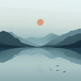 Tranquil Mountain Lake at Sunset