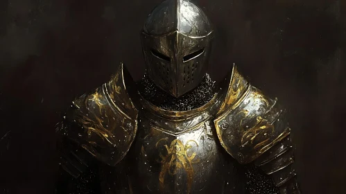 Golden Knight in Dark Ambiance