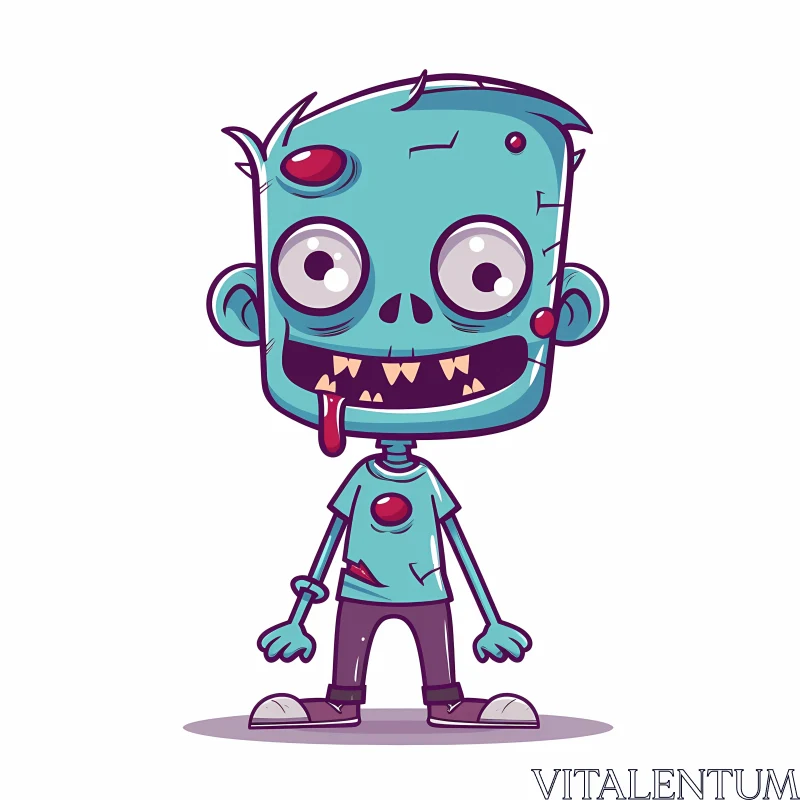 Blue-skinned Cartoon Zombie Illustration