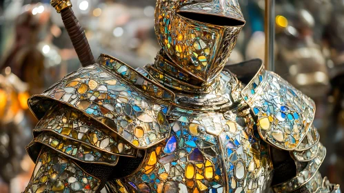 Intricate Mosaic Armor Sculpture