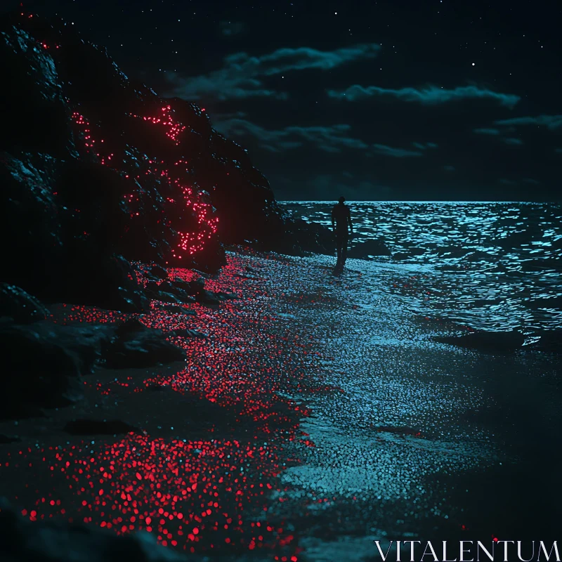 Night Walk on Bioluminescent Coast