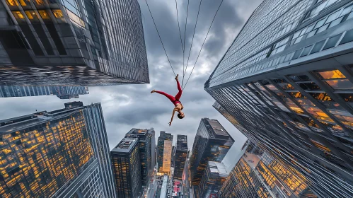 Mid-Air Acrobat in the City