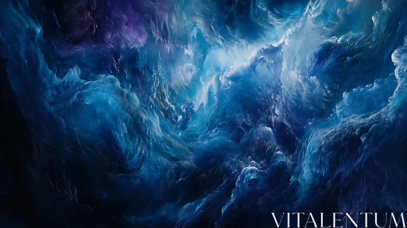 Swirling Blue Abstract Painting