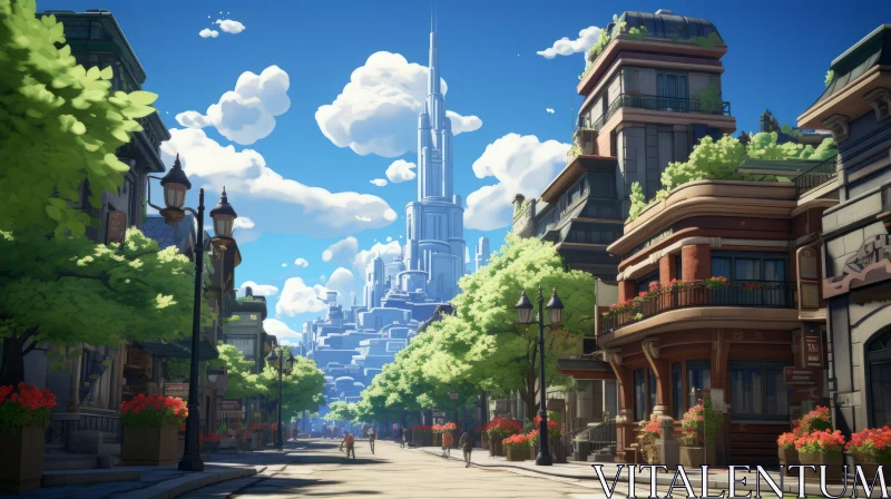 AI ART Charming Anime-Inspired Cityscape with Neo-Victorian Influence