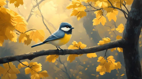 Autumn Bird on a Branch