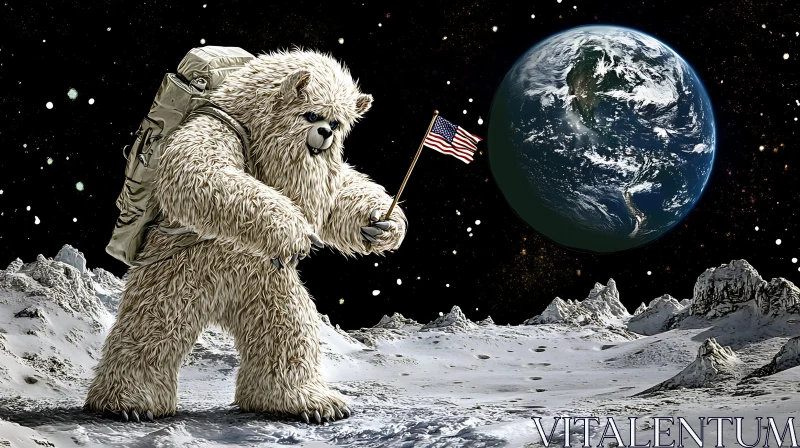 Lunar Bear with American Flag