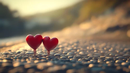 Romantic Beach Hearts